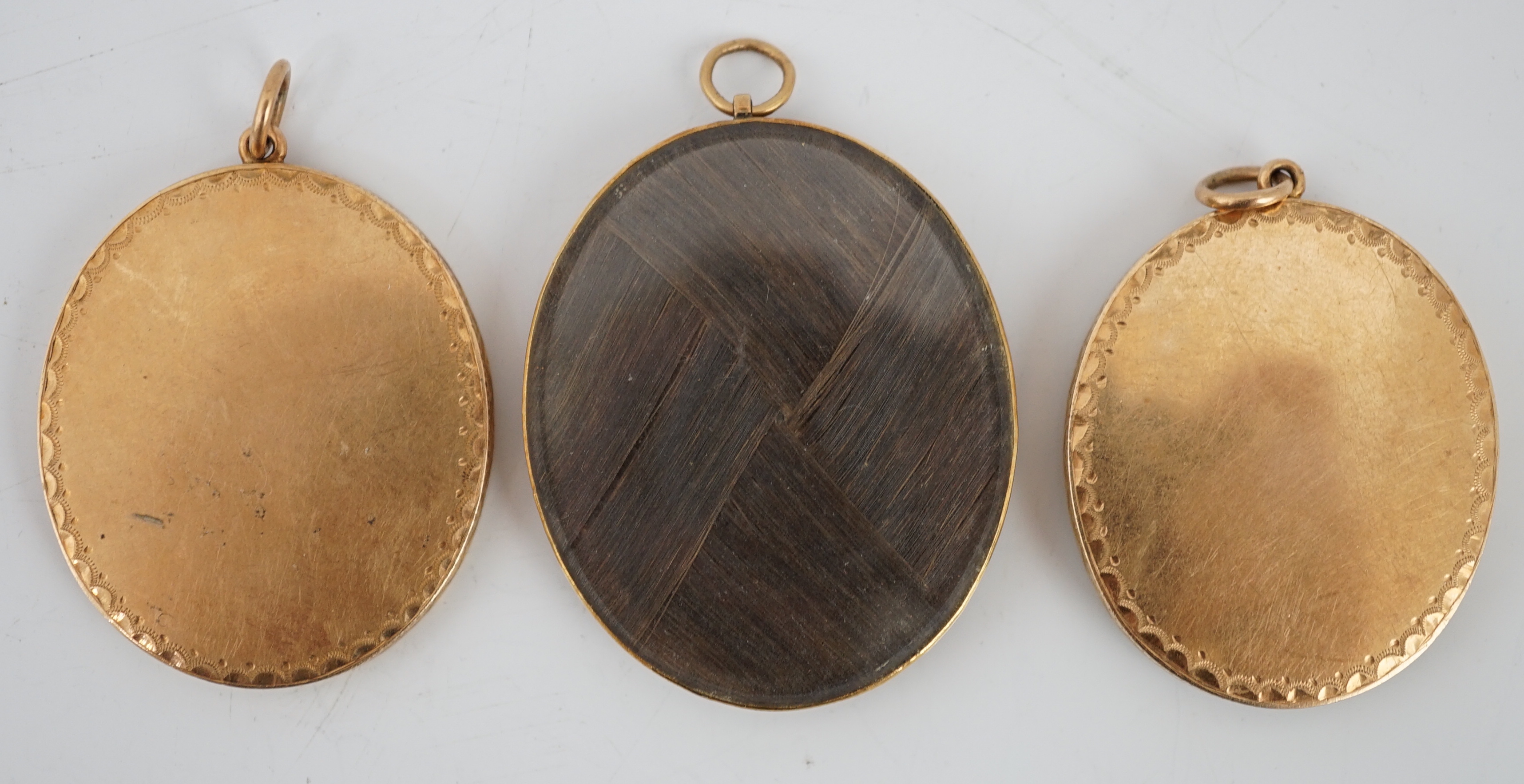 English School circa 1800, A set of three portrait miniatures, oil on ivory, CITES Submission reference G7TPQXJL